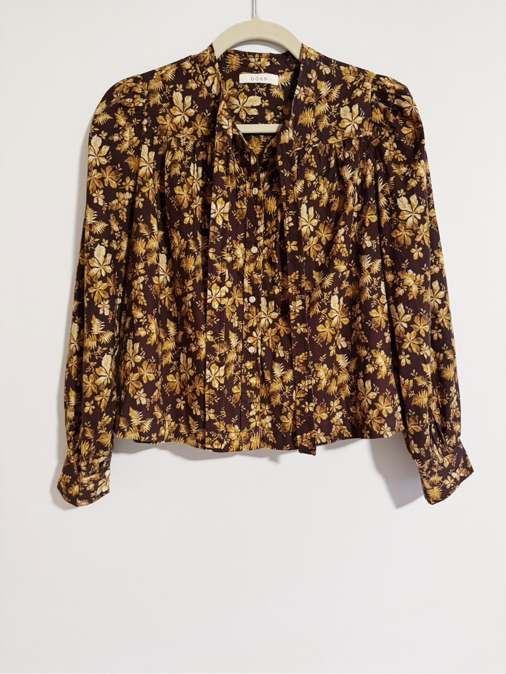 Doen - Norma Brown Leaf Print Long Sleeve Shirt